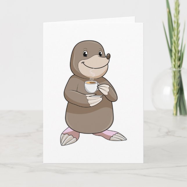 Mole with Coffee Cup Card (Front)