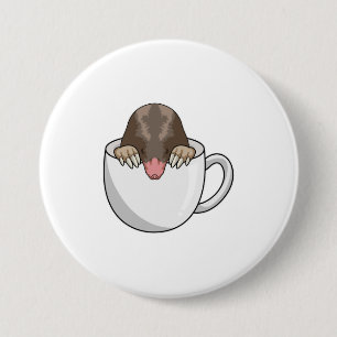 Mole with Cup of Coffee 7.5 Cm Round Badge