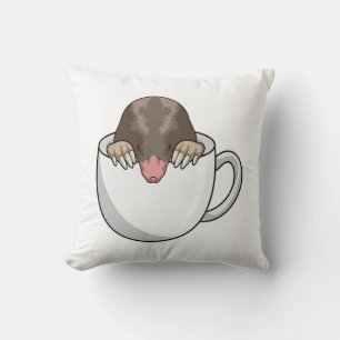 Mole with Cup of Coffee Cushion