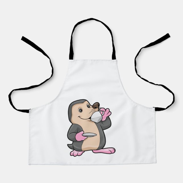Mole with Cup of Coffee & Saucer Apron (Front)
