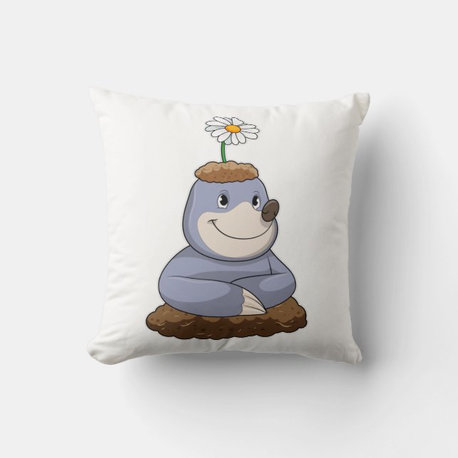 Mole with Daisy Flower Cushion (Front)