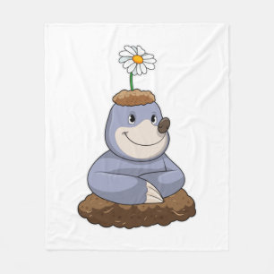 Mole with Daisy Flower Fleece Blanket