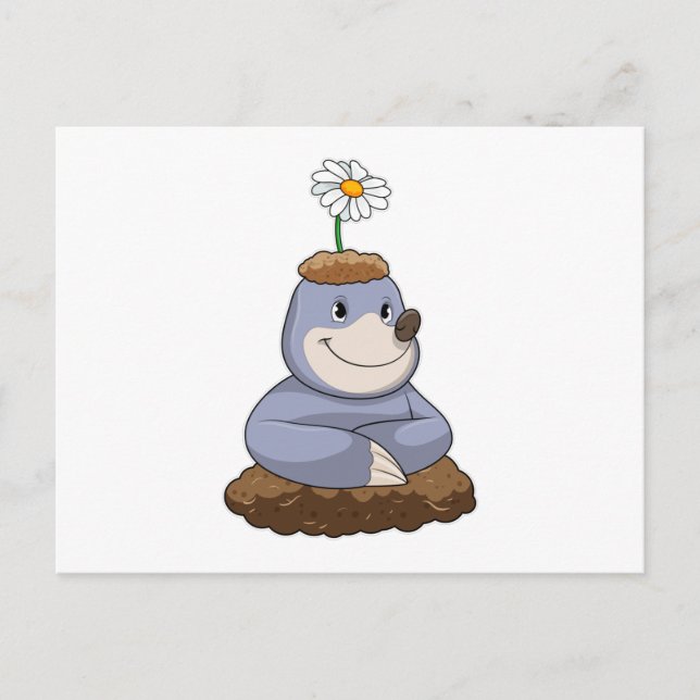 Mole with Daisy Flower Postcard (Front)