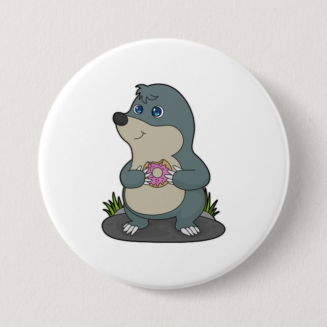 Mole with Donut 7.5 Cm Round Badge (Front)