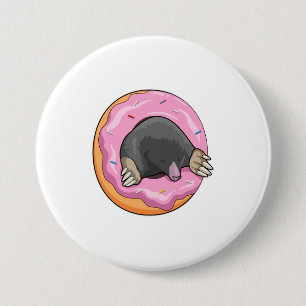 Mole with Doughnut 7.5 Cm Round Badge