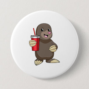Mole with Drinking mug 7.5 Cm Round Badge