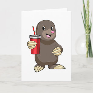 Mole with Drinking mug Card