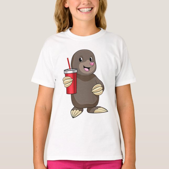 Mole with Drinking mug T-Shirt (Front)