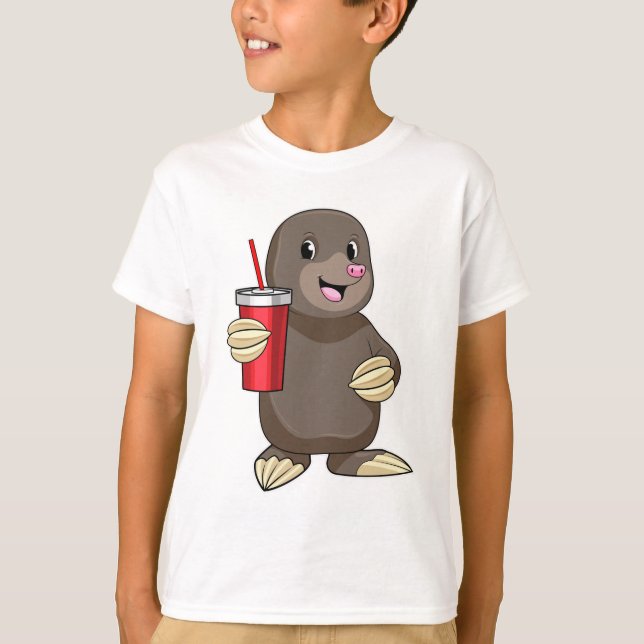 Mole with Drinking mug T-Shirt (Front)