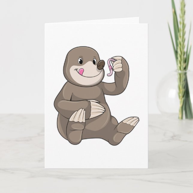 Mole with Earthworm Card (Front)