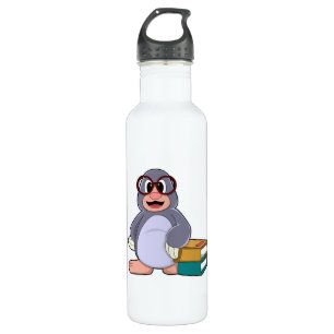 Mole with Glasses & Books 710 Ml Water Bottle