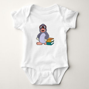 Mole with Glasses & Books Baby Bodysuit