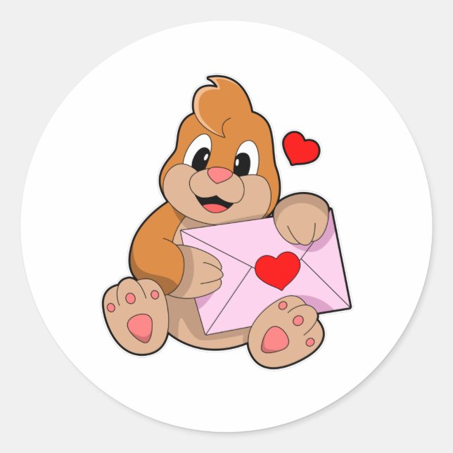 Mole with Heart Envelope Classic Round Sticker (Front)