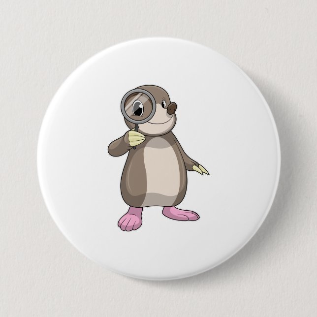 Mole with Magnifying glass 7.5 Cm Round Badge (Front)