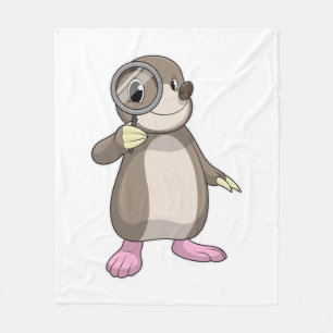 Mole with Magnifying glass Fleece Blanket