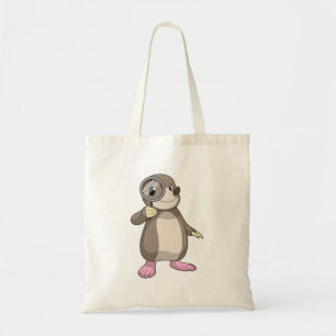 Mole with Magnifying glass Tote Bag