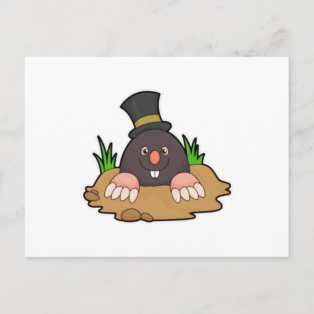 Mole with Molehill & Hat Postcard (Front)