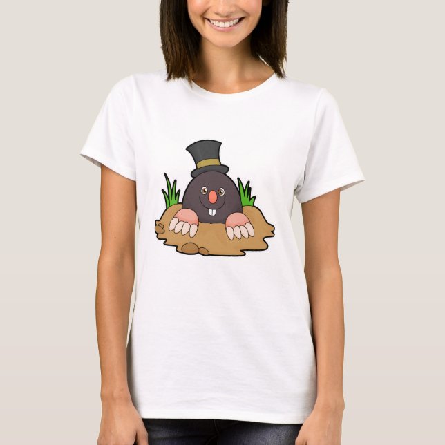Mole with Molehill & Hat T-Shirt (Front)
