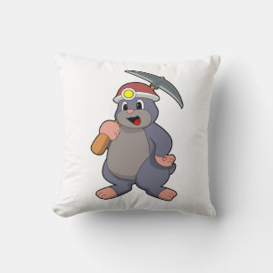 Mole with Pickaxe Cushion