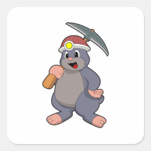 Mole with Pickaxe Square Sticker