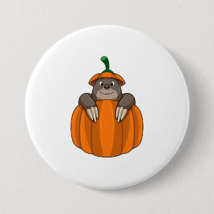 Mole with Pumpkin 7.5 Cm Round Badge