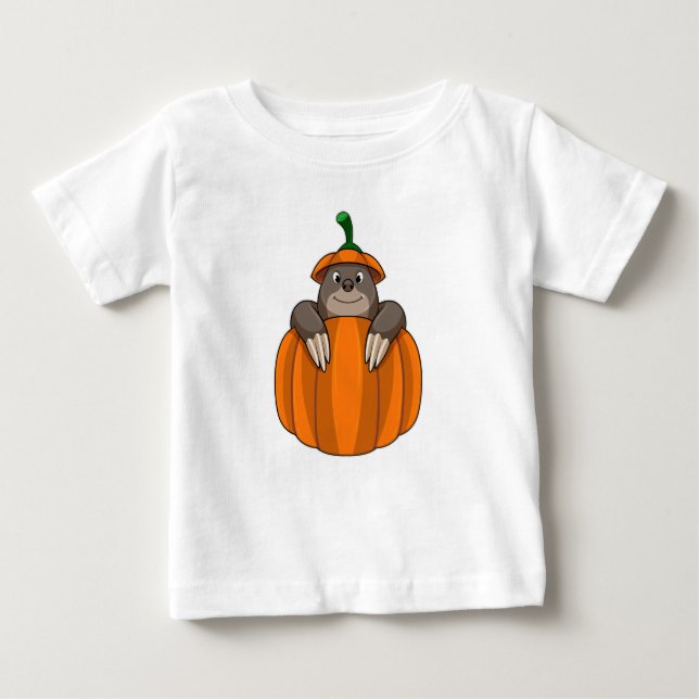 Mole with Pumpkin Baby T-Shirt (Front)