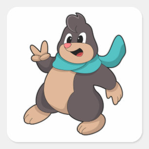 Mole with Scarf Square Sticker
