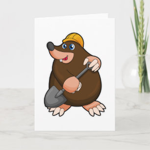 Mole with Shovel & Hard hat Card