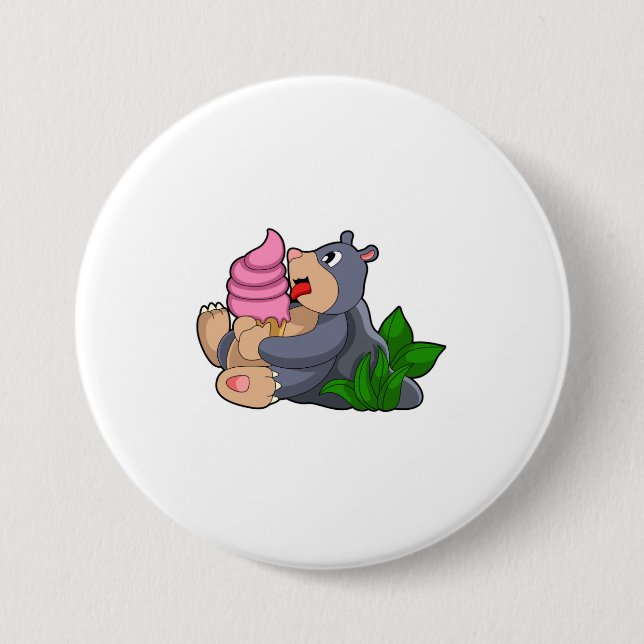 Mole with Waffle ice cream 7.5 Cm Round Badge (Front)
