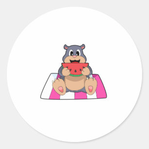 Mole with Watermelon.PNG Classic Round Sticker