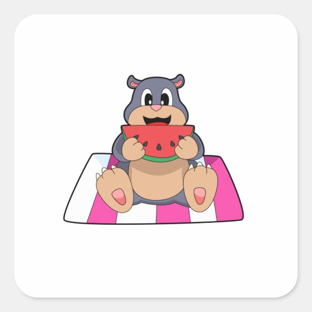 Mole with Watermelon.PNG Square Sticker (Front)
