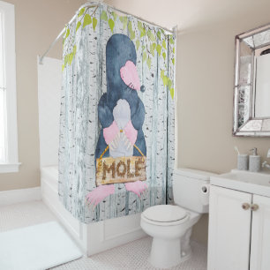 Mole- Woodland Friends - Watercolor illustration Shower Curtain