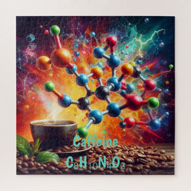 Molecular Caffeine Structure - Science Art Coffee Jigsaw Puzzle (Vertical)