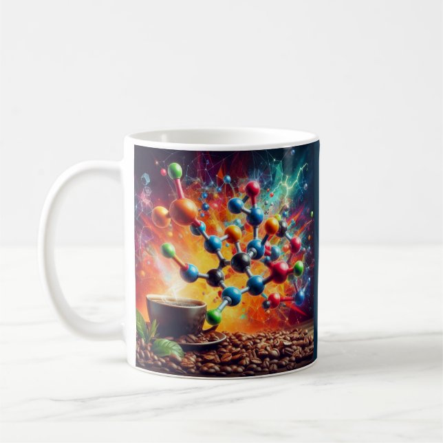 Molecular Caffeine Structure - Science Art Coffee Mug (Left)