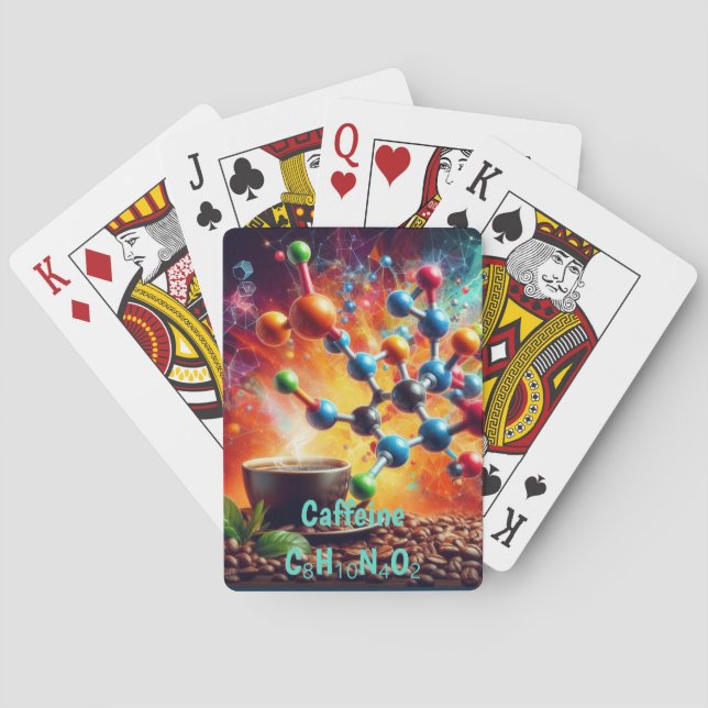 Molecular Caffeine Structure - Science Art Coffee Playing Cards (Back)