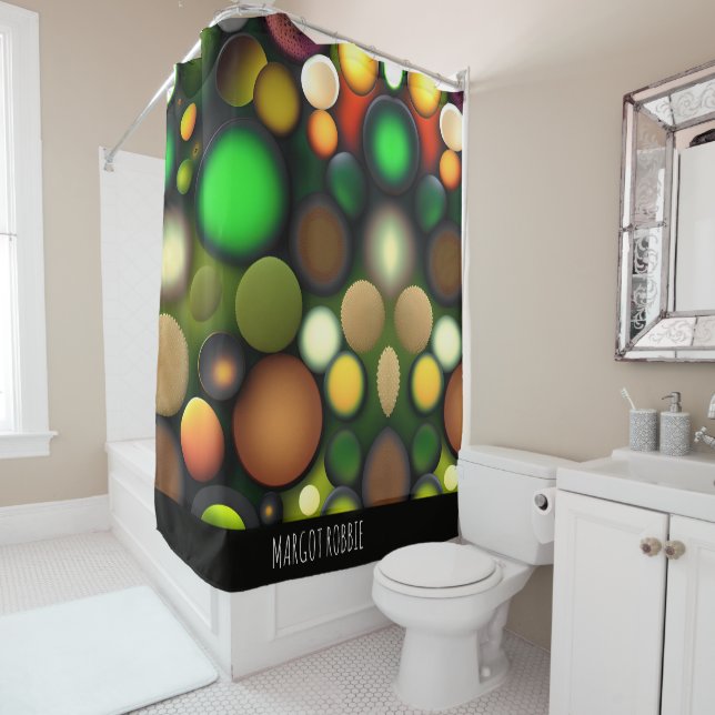 Molecule circles Rainbow Pattern Shower Curtain (In Situ)
