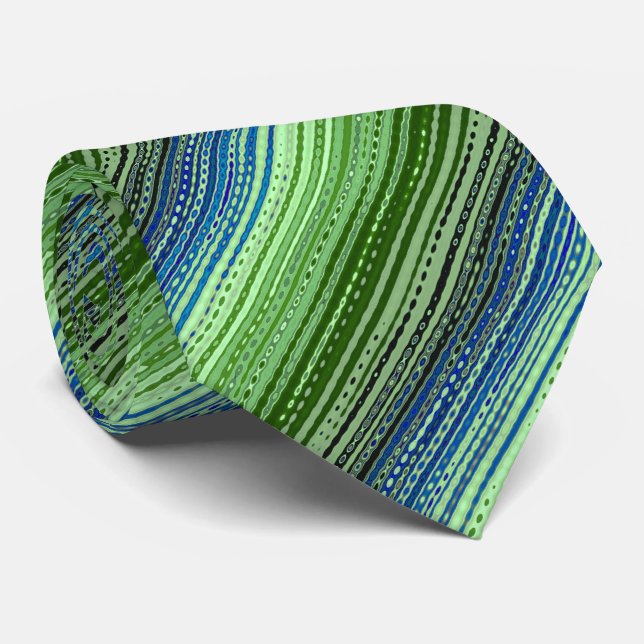 Molecule Variegated Striped Kelly & Navy Two-sided Tie (Rolled)