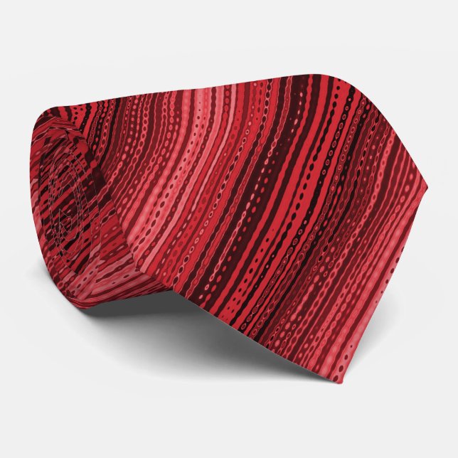 Molecule Variegated Striped Tonal Red Two-sided Tie (Rolled)