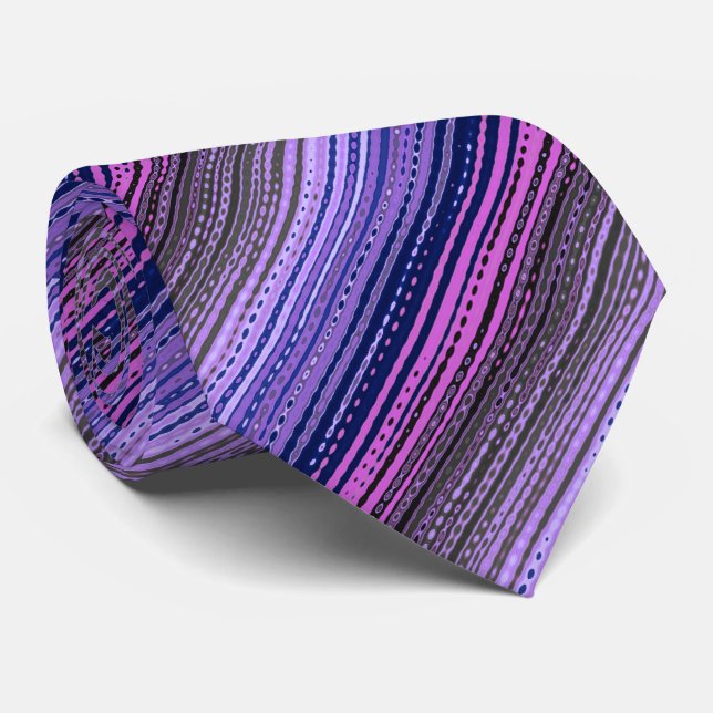 Molecule Variegated Striped Violet Two-sided Tie (Rolled)