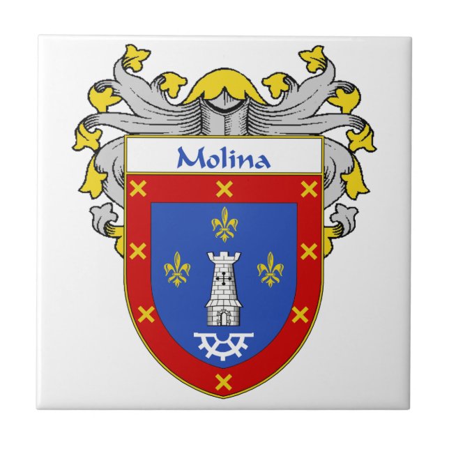 Molina Coat of Arms/Family Crest Ceramic Tile (Front)