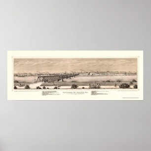 Moline, IL Panoramic Map - 1873 Poster