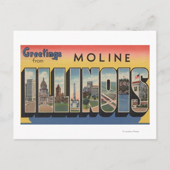 Moline, Illinois - Large Letter Scenes Postcard (Front)