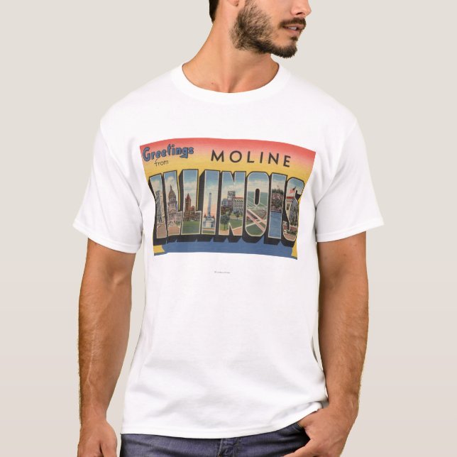 Moline, Illinois - Large Letter Scenes T-Shirt (Front)