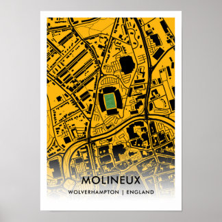 Molineux Stadium Map -  Wolverhampton Wanderers FC Poster
