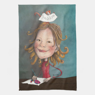 Mollie and the cat tea towel