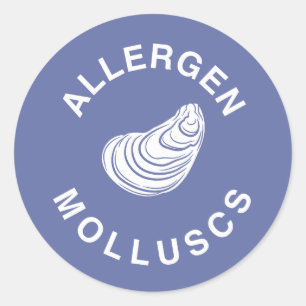 Molluscs Allergen Warning Classic Round Sticker