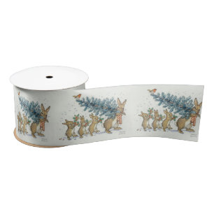 Molly Brett Bunnies Robin Christmas Tree Holly   Satin Ribbon