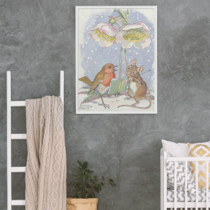 Molly Brett  Singing Red Robin Mouse Violin  Poster