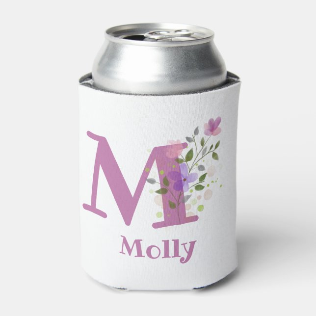 Molly Name with a Floral Design Can Cooler (Can Front)