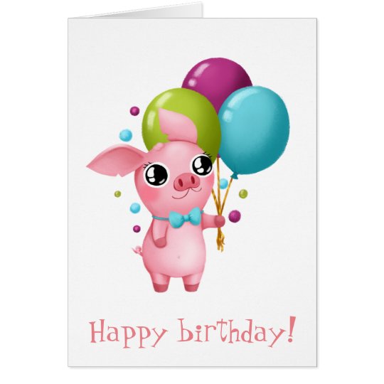 Molly the Micro Pig Birthday Card